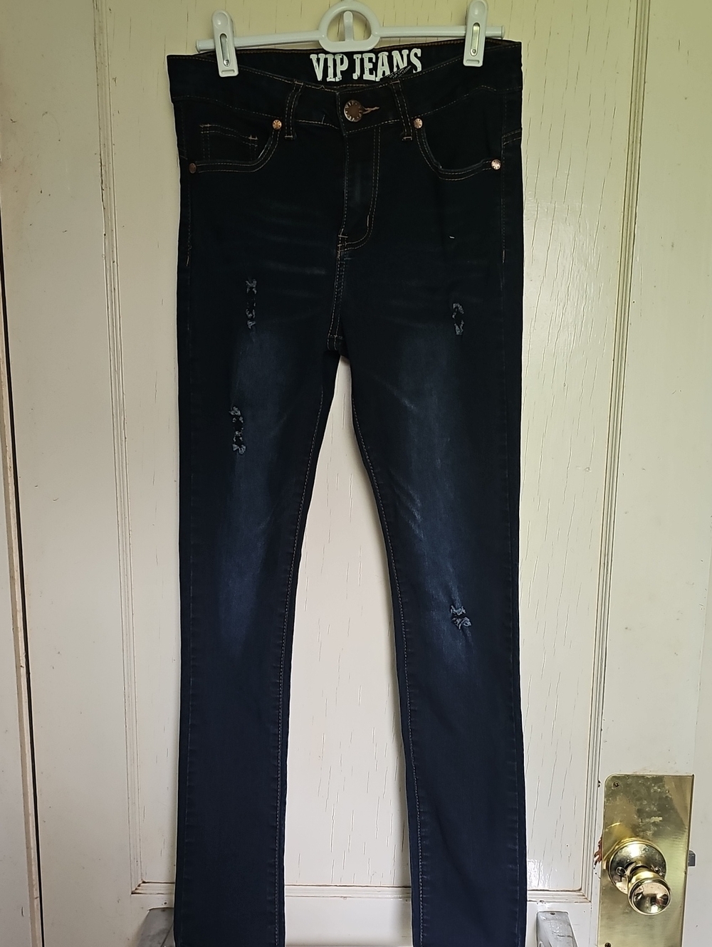 VIP Dark Indigo Skinny Jeans with Subtle Distress